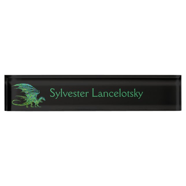 Amazing Green Dragon Mosaic  Nameplate (Front)