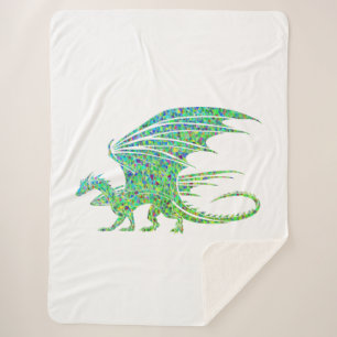 Amazing Green Dragon Mosaic  Sherpa Blanket