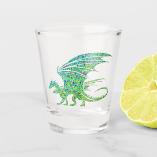 Amazing Green Dragon Mosaic Shot Glass