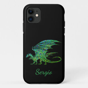 Amazing Green Mosaic Dragon Case-Mate iPhone Case