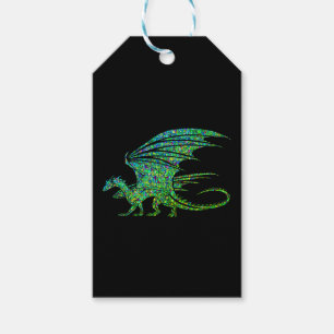 Amazing Green Mosaic Dragon  Gift Tags
