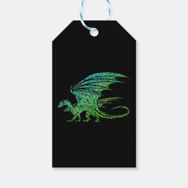 Amazing Green Mosaic Dragon  Gift Tags (Front)