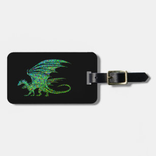 Amazing Green Mosaic Dragon  Luggage Tag