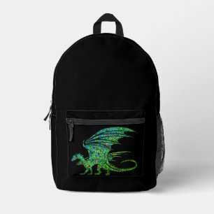 Amazing Green Mosaic Dragon Printed Backpack