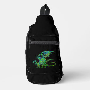 Amazing Green Mosaic Dragon Sling Bag