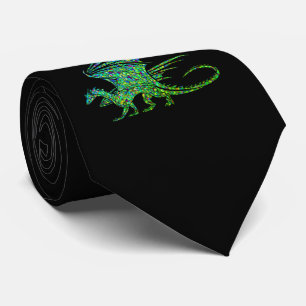 Amazing Green Mosaic Dragon  Tie