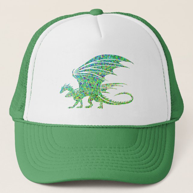 Amazing Green Mosaic Dragon  Trucker Hat (Front)