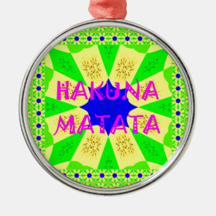 Amazing Hakuna Matata Lemon Green Abstract Design Metal Tree Decoration