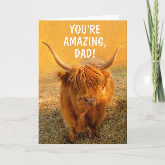 Amazing Highland Steer Father's Day Card (Front)