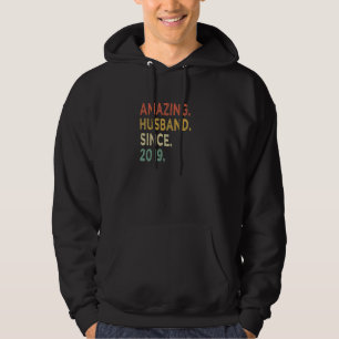 Amazing Husband Since 2019 3 Wedding Aniversary Hoodie