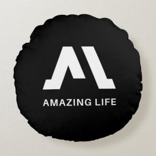 Amazing Life Monochrome A Logo Round Cushion