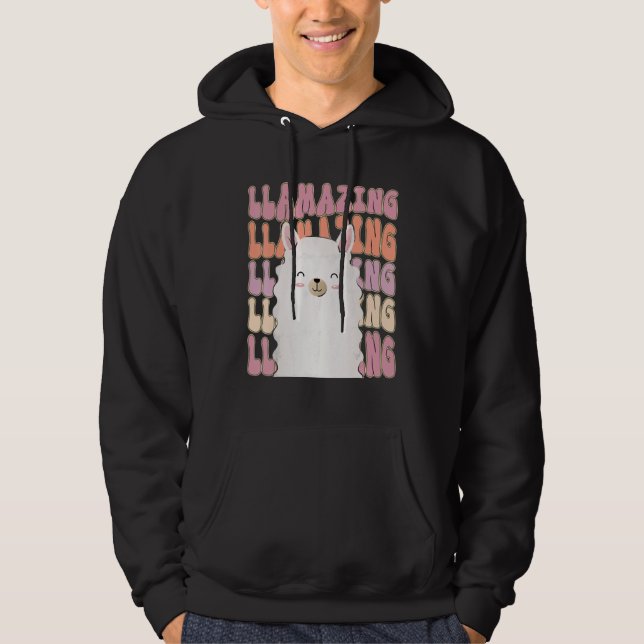 Amazing Llama Llamazing  Retro Llama Hoodie (Front)