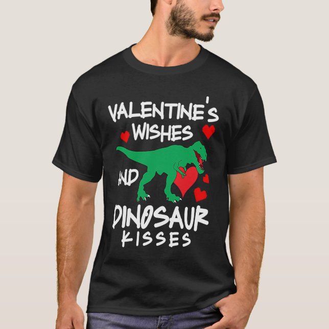 Amazing love apparel heart wishes and dinosaur kis T-Shirt (Front)