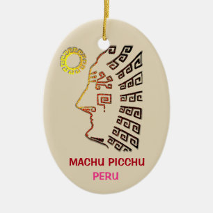 Amazing Machu Picchu Drawing Ceramic Tree Decoration