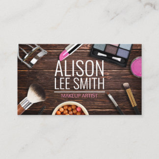 Amazing Makeup Artist Wood Desk Business Card