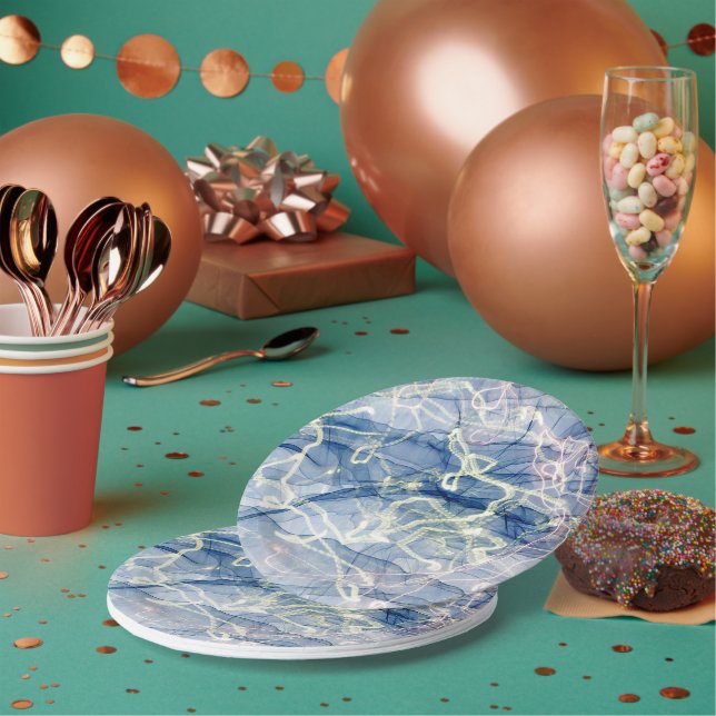 Amazing marbling!  paper plate (Multi)