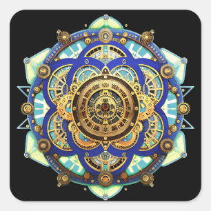 Amazing Mechanical Clock Square Sticker