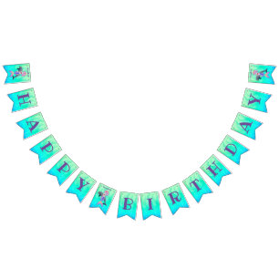 Amazing Mermaid with rainbow hair & tail Birthday Bunting