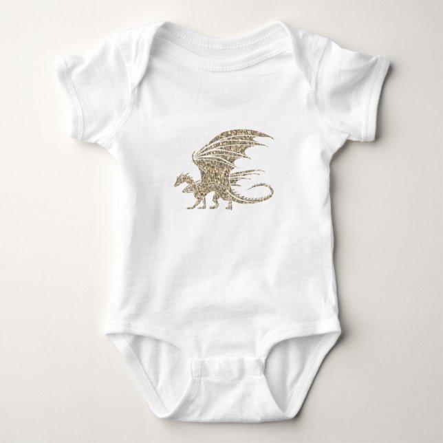 Amazing Mosaic Dragon Golden Baby Bodysuit (Front)