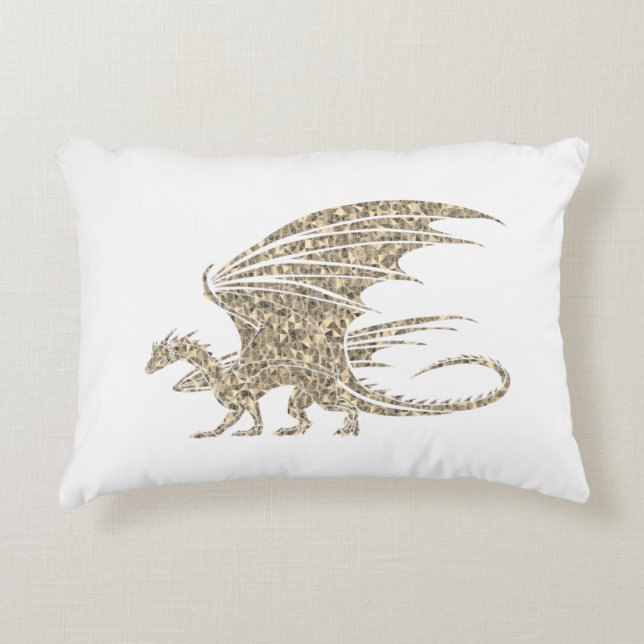 Amazing Mosaic Dragon Golden Decorative Cushion (Front)