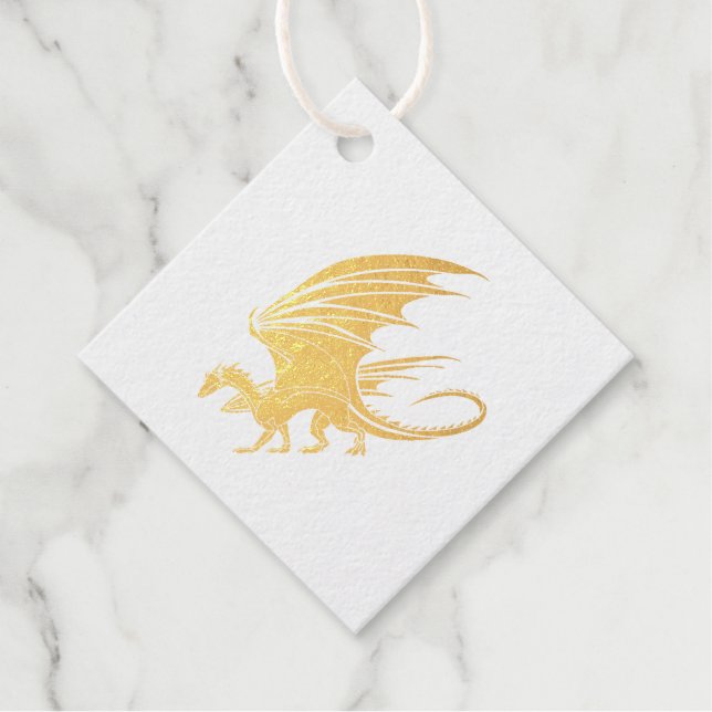 Amazing Mosaic Dragon Golden Favour Tags (Front)