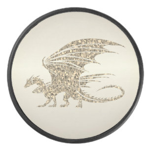 Amazing Mosaic Dragon Golden Hockey Puck