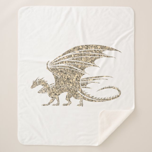 Amazing Mosaic Dragon Golden Sherpa Blanket (Front)