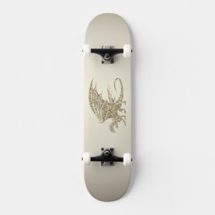 Amazing Mosaic Dragon Golden Skateboard
