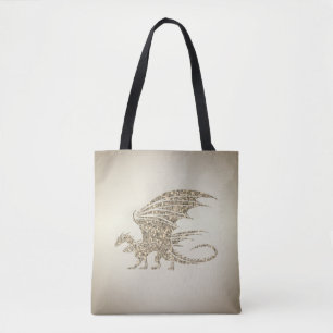 Amazing Mosaic Dragon Golden Tote Bag
