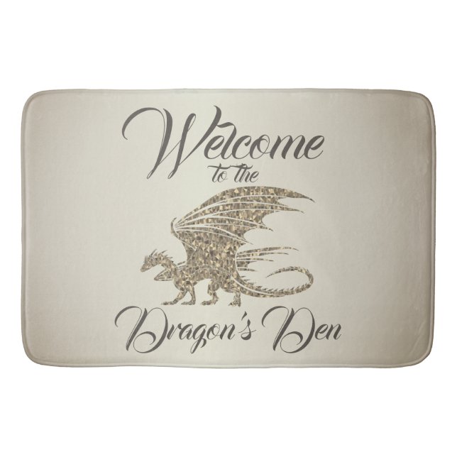 Amazing Mosaic Dragon Golden Welcome Bath Mat (Front)