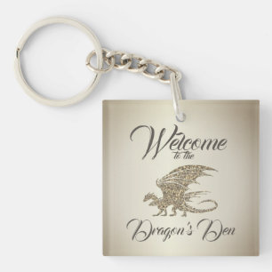 Amazing Mosaic Dragon Golden Welcome Key Ring