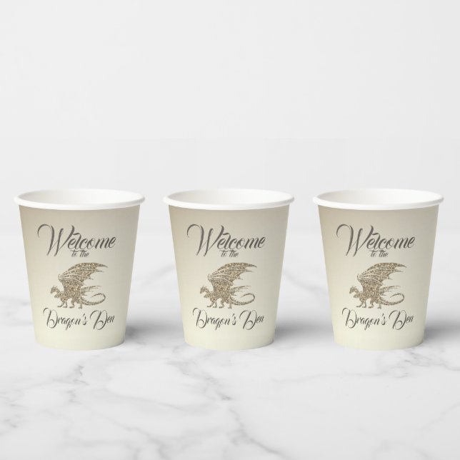 Amazing Mosaic Dragon Golden Welcome Paper Cups (Multi)
