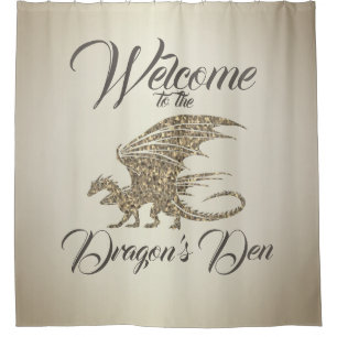 Amazing Mosaic Dragon Golden Welcome Shower Curtain