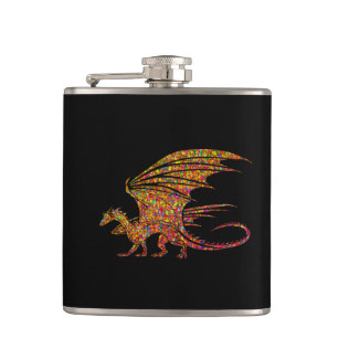 Amazing Mosaic Dragon Hip Flask