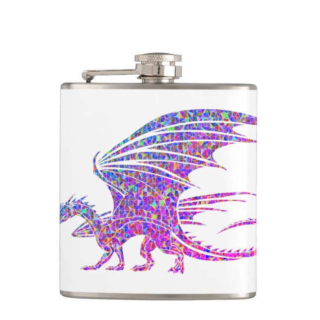 Amazing Mosaic Dragon Hip Flask (Front)