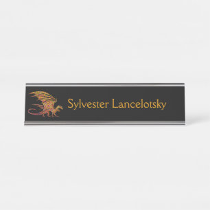 Amazing Mosaic Dragon Personal Desk Name Plate