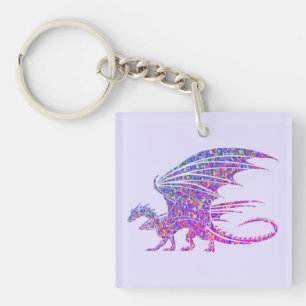 Amazing Mosaic Dragon Purple Key Ring