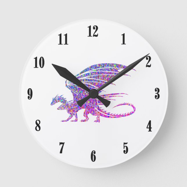 Amazing Mosaic Dragon Round Clock (Front)