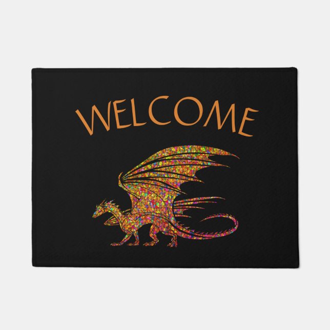 Amazing Mosaic Dragon Welcome Doormat (Front)