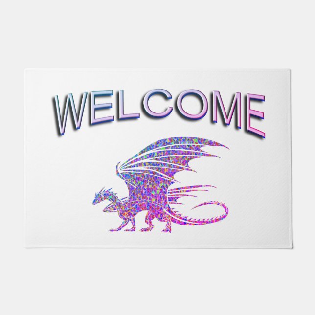 Amazing Mosaic Dragon Welcome Doormat (Front)