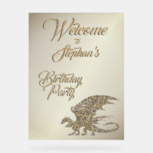 Amazing Mosaic Gold Dragon Personal Birthday