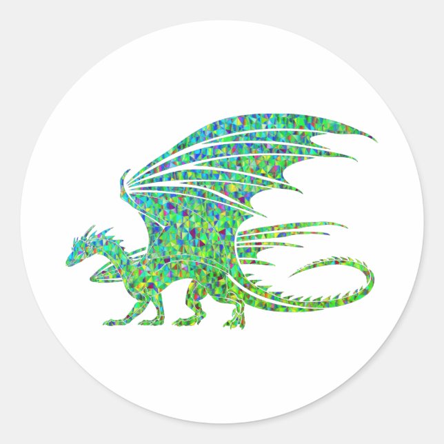 Amazing Mosaic Green Dragon Classic Round Sticker (Front)