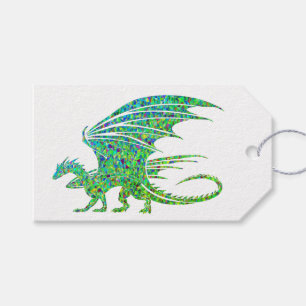 Amazing Mosaic Green Dragon Gift Tags