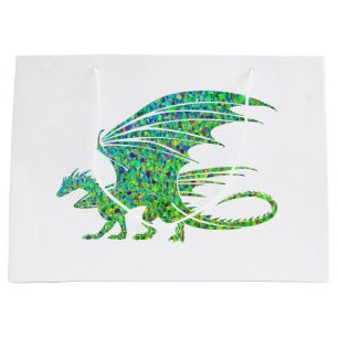 Amazing Mosaic Green Dragon Large Gift Bag