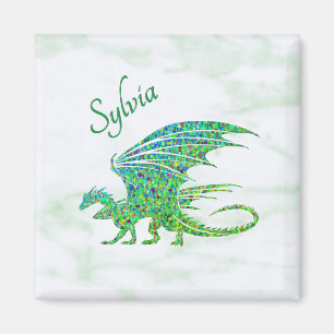 Amazing Mosaic Green Dragon Personal Magnet