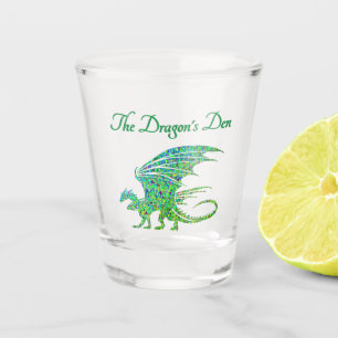 Amazing Mosaic Green Dragon Personal Shot Glass