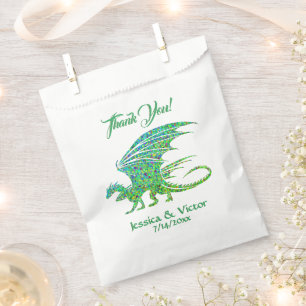 Amazing Mosaic Green Dragon Thank You Favour Bags