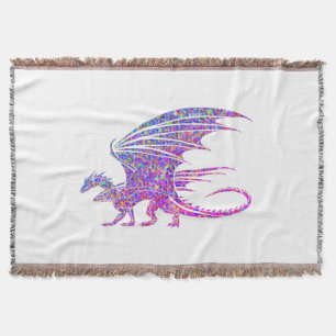 Amazing Mosaic Purple Dragon Throw Blanket