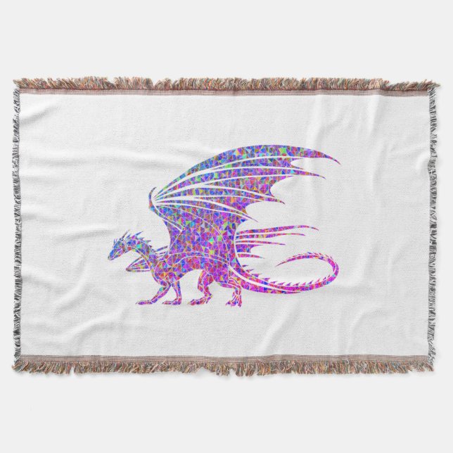 Amazing Mosaic Purple Dragon Throw Blanket (Front)