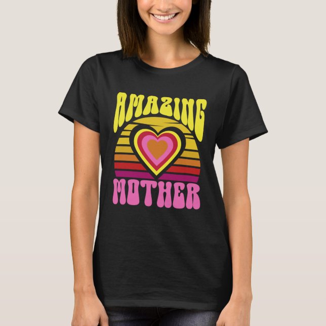Amazing Mother Cute Sunset Hearts Mother s Day Ret T-Shirt (Front)
